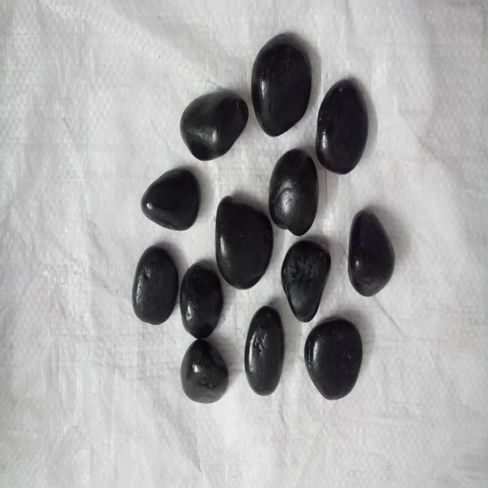 Polymer Coated Pebbles Shiny Black Waterproof Stone for Garden Landscaping