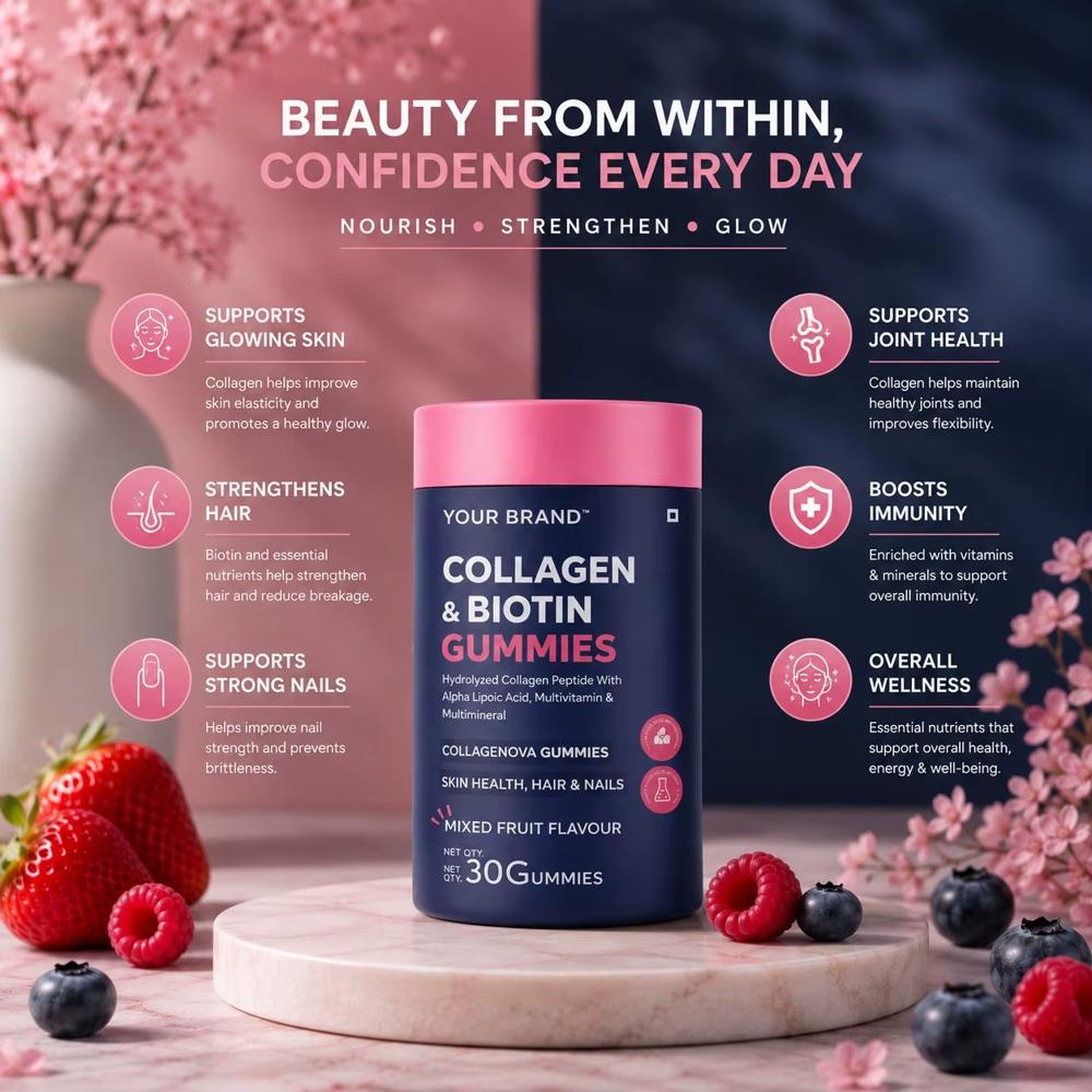 Collagen & Biotin Gummies for Hair Skin & Nail Support