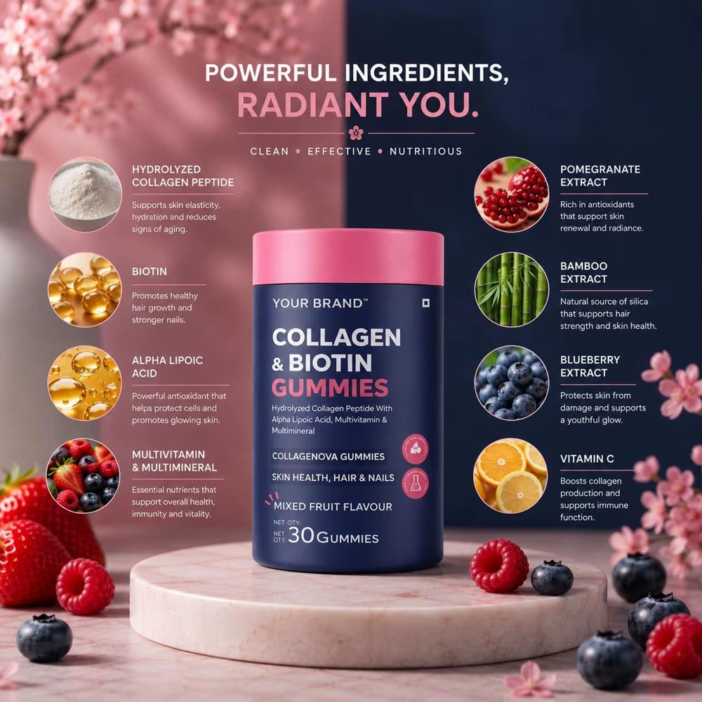 Collagen & Biotin Gummies for Hair Skin & Nail Support