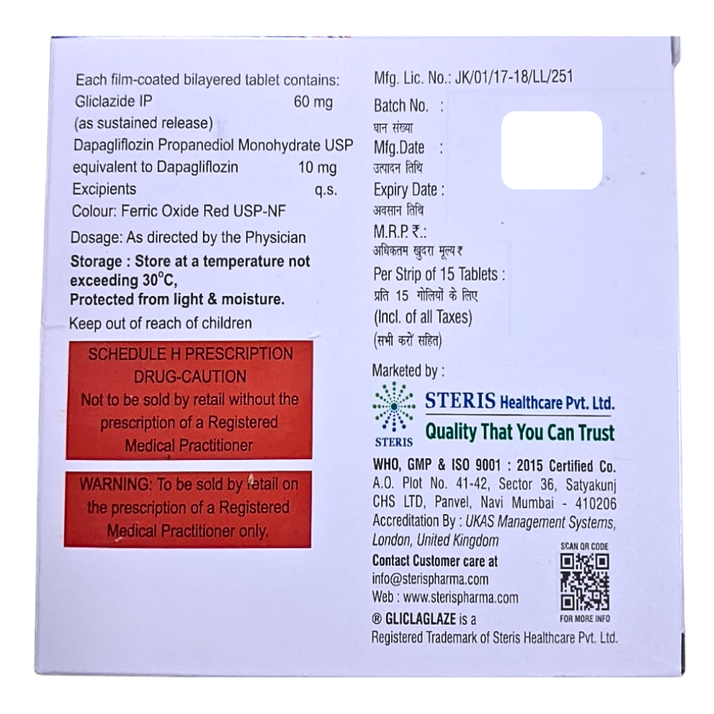 Gliclazide SR 60mg & Dapagliflozin 10mg Tablets