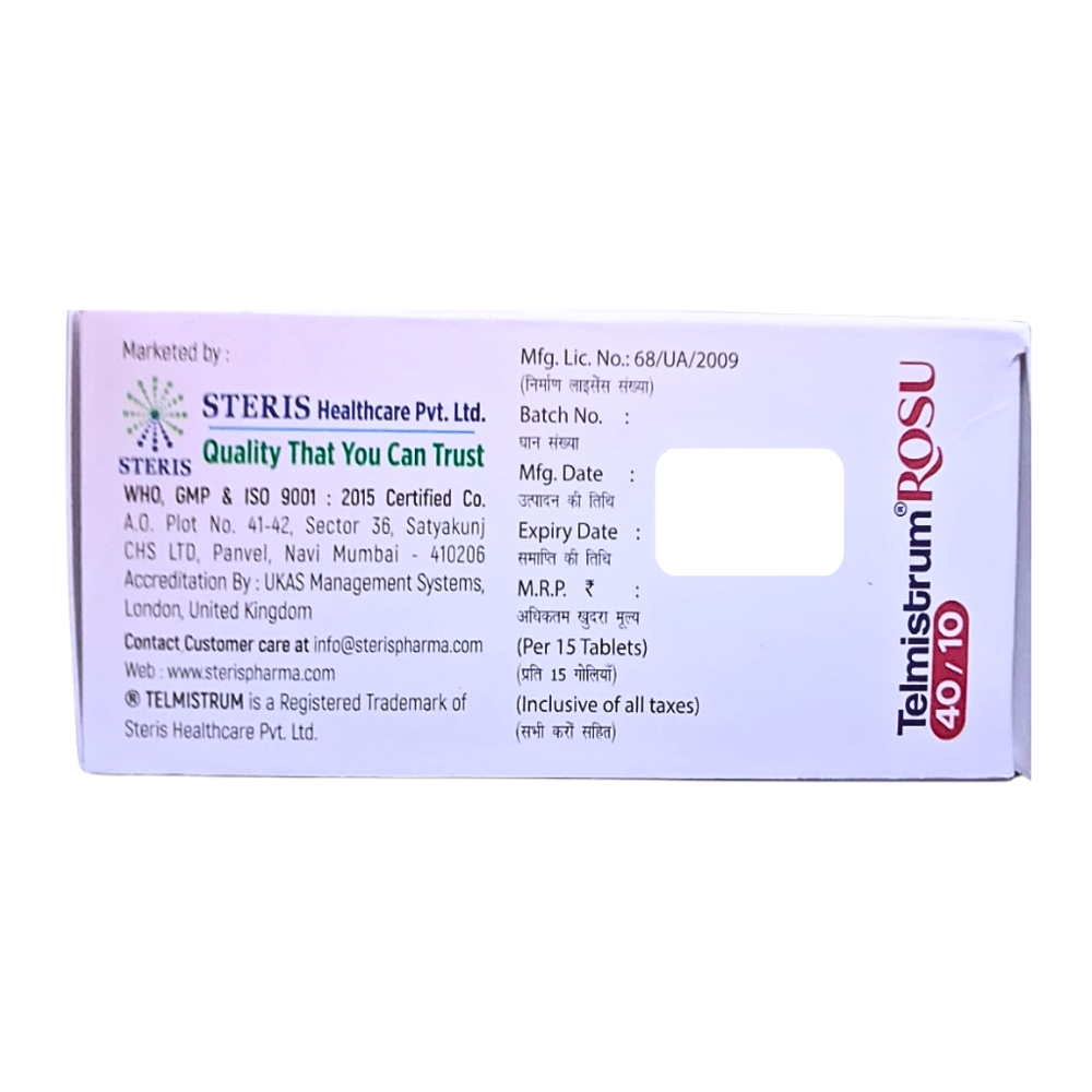 Telmisartan IP 40 mg & Rosuvastatin 10 mg Tablets