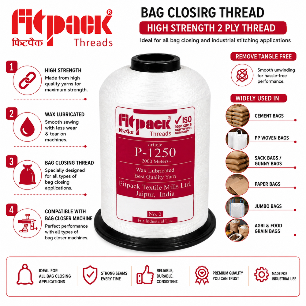 P-1250 Nylon Bag Closing Thread for PP & HDPE Bag Stitching 