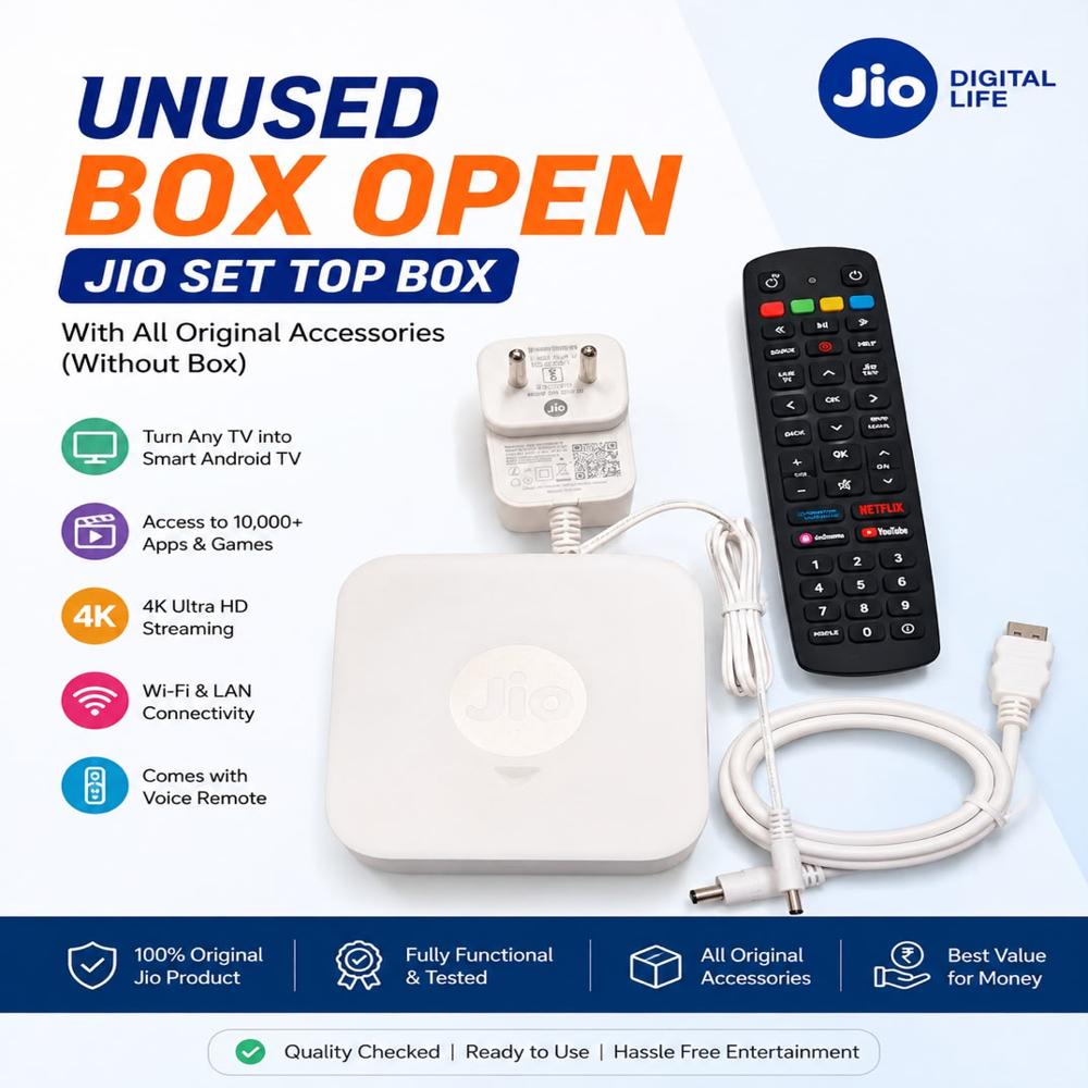 Box Open Jio Set Top Box (Without Box) With All Accessories