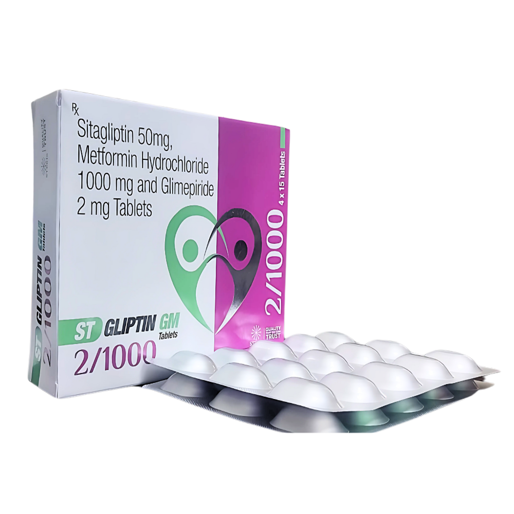 Sitagliptin (50mg), Metformin Hydrochloride (1000mg) & Glimepiride (2mg)