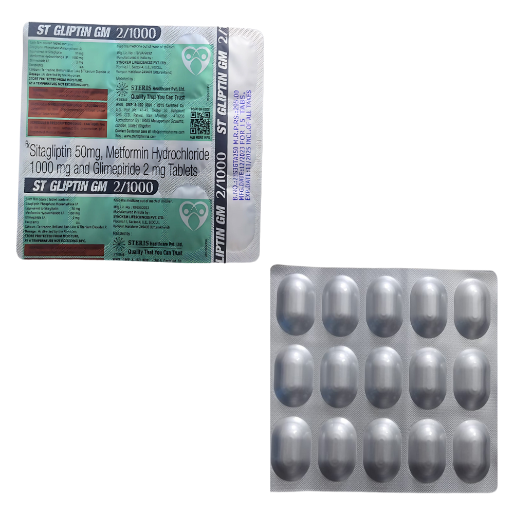 Sitagliptin (50mg), Metformin Hydrochloride (1000mg) & Glimepiride (2mg)