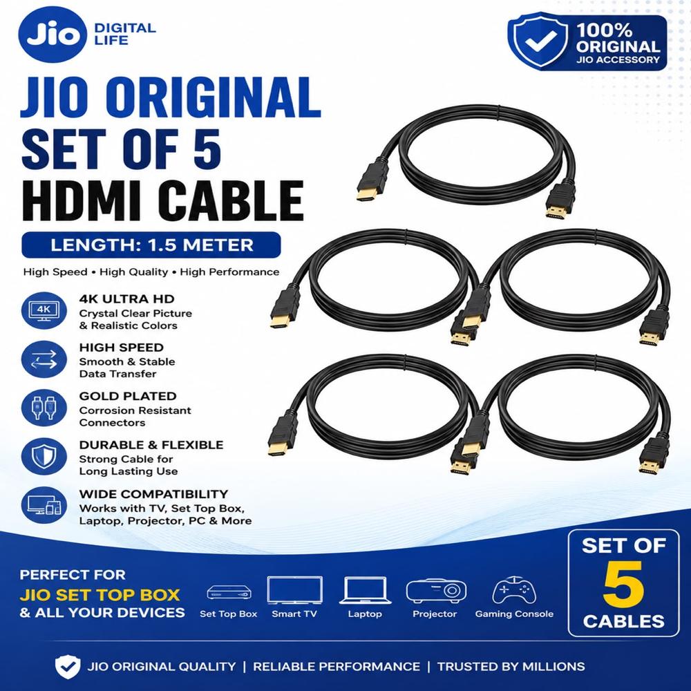 Jio Original HDMI Cable (Set of 5 Pcs)