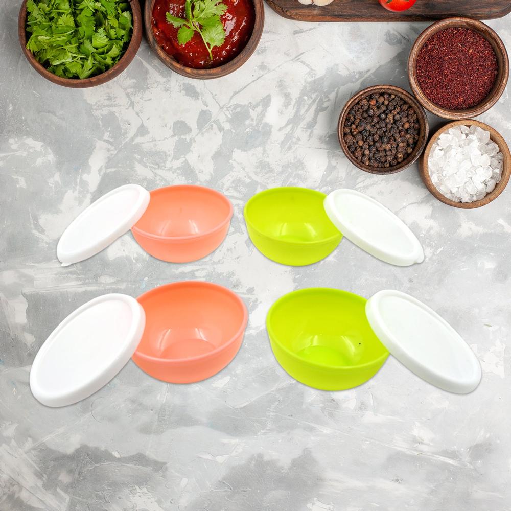 Multipurpose Small Round Plastic Bowl / Katori With Lid, Chutney Bowl (4 Pcs Set) - Application: As Per Product Requirement