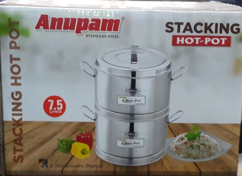 ANUPAM STAINLESS STEEL STACKING HOT POT 5 LITER, (20% DISCOUNT)