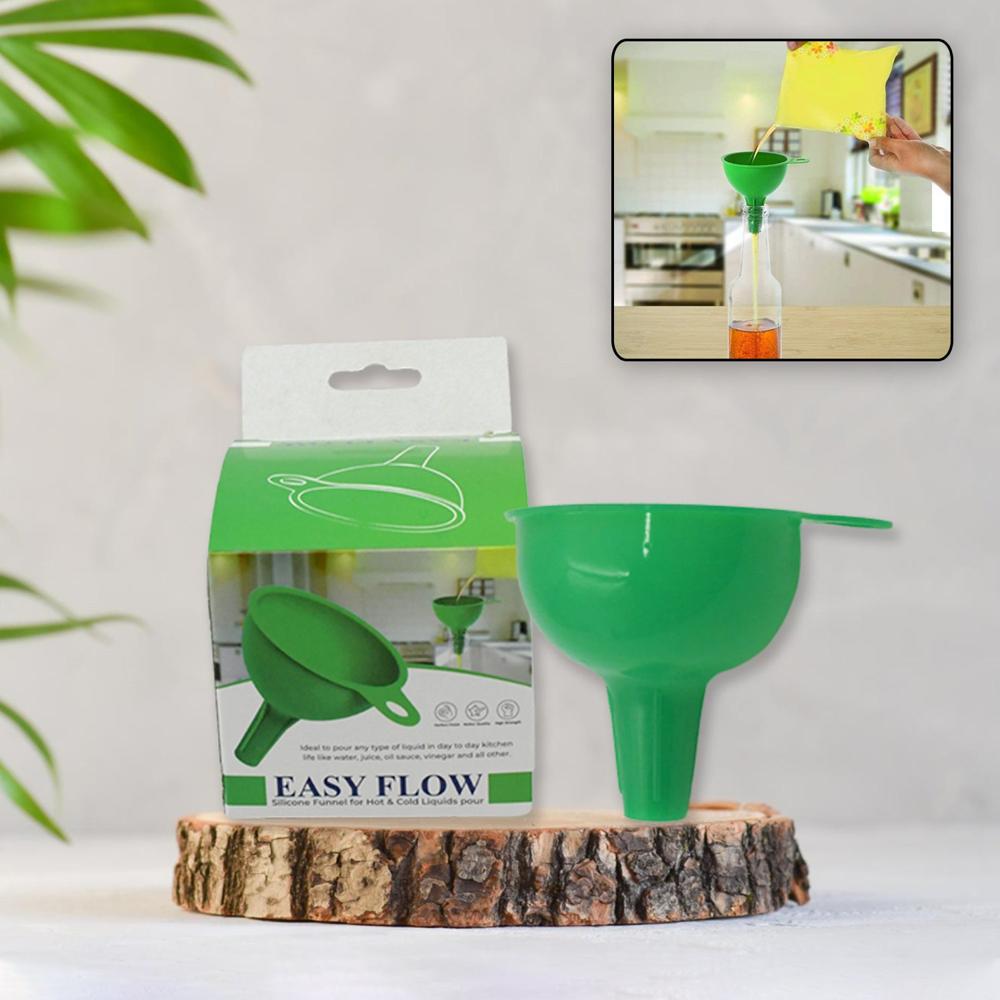 Silicone Funnel Pouring Oil, Sauce, Water, Juice And Small Food-grains (1 Pc Green) - Application: As Per Product Requirement
