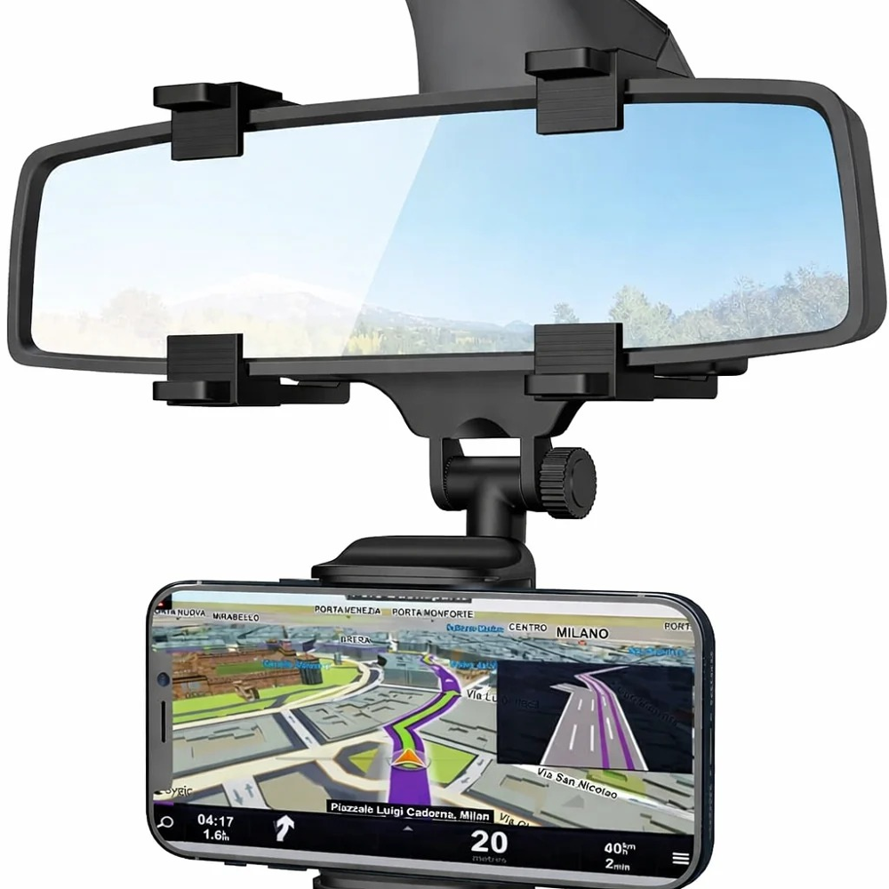 Universal Mobile Car Rear View Mirror Mount Holder - Feature: 360-Degree Rotation For Easy Adjustment For Optimal Viewing. Easy To Install