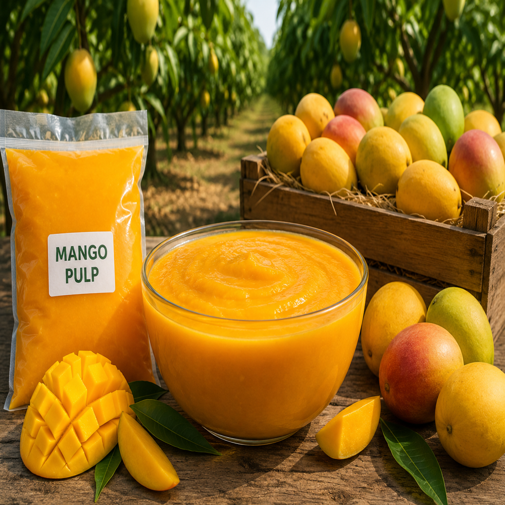 Mango Pulp - Alphonso & Kesar Varieties In Cans, Frozen & Aseptic Bags | Sweet Taste And Premium Quality