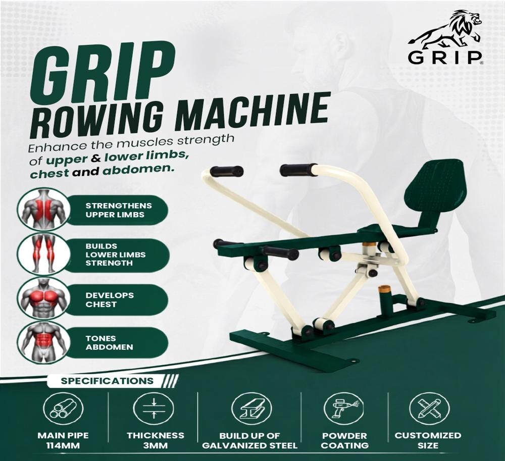 Grip Outdoor Rowing Machine For Parks & Open Gyms - Features: Powder Coating