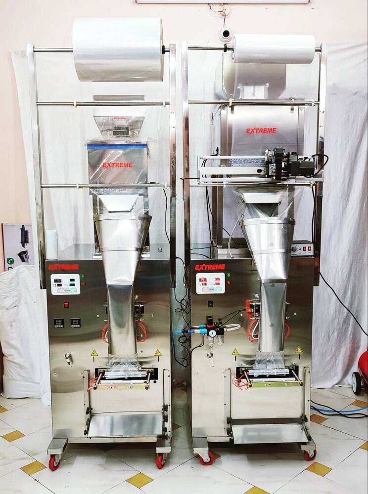 Fully Automatic High Speed Pouch Packing Machine - Stainless Steel, 800x650x1750 Mm, Grey/silver | Plc Control, Touch Screen Hmi, Servo Drive, Sensor Cutting, Adjustable Bag Size