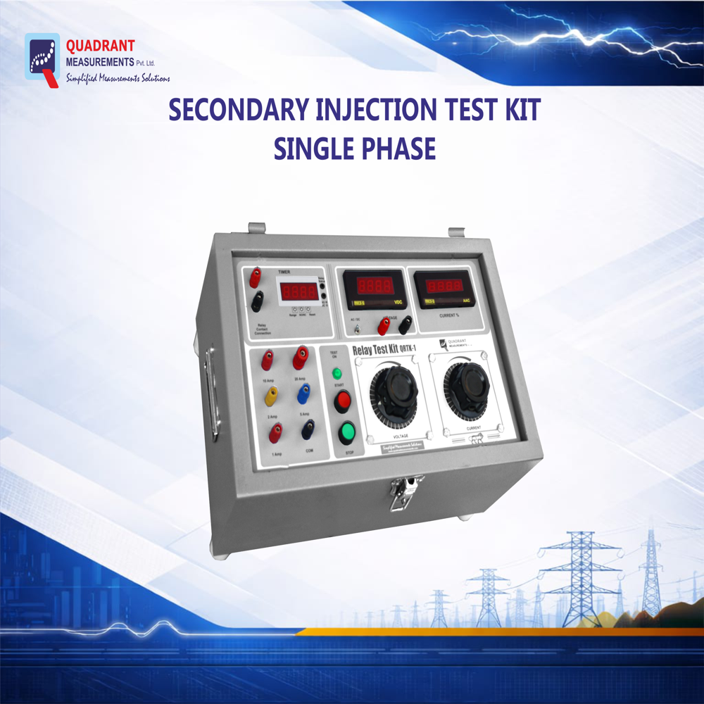 Relay Test Kit | Secondary Injection Test Kit (Single Phase) - Metallic Powder Coated Body, 450x320x380 Mm, Blue, 0-500v, 25a Output, Digital & Analog Display, Overload & Short Circuit Protection