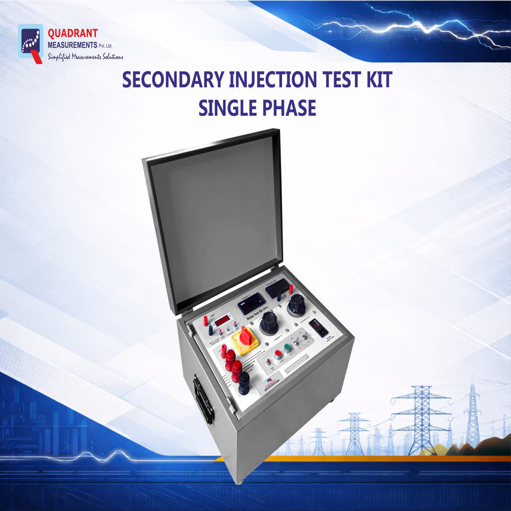 Relay Test Kit | Secondary Injection Test Kit (Single Phase) - Metallic Powder Coated Body, 450x320x380 Mm, Blue, 0-500v, 25a Output, Digital & Analog Display, Overload & Short Circuit Protection