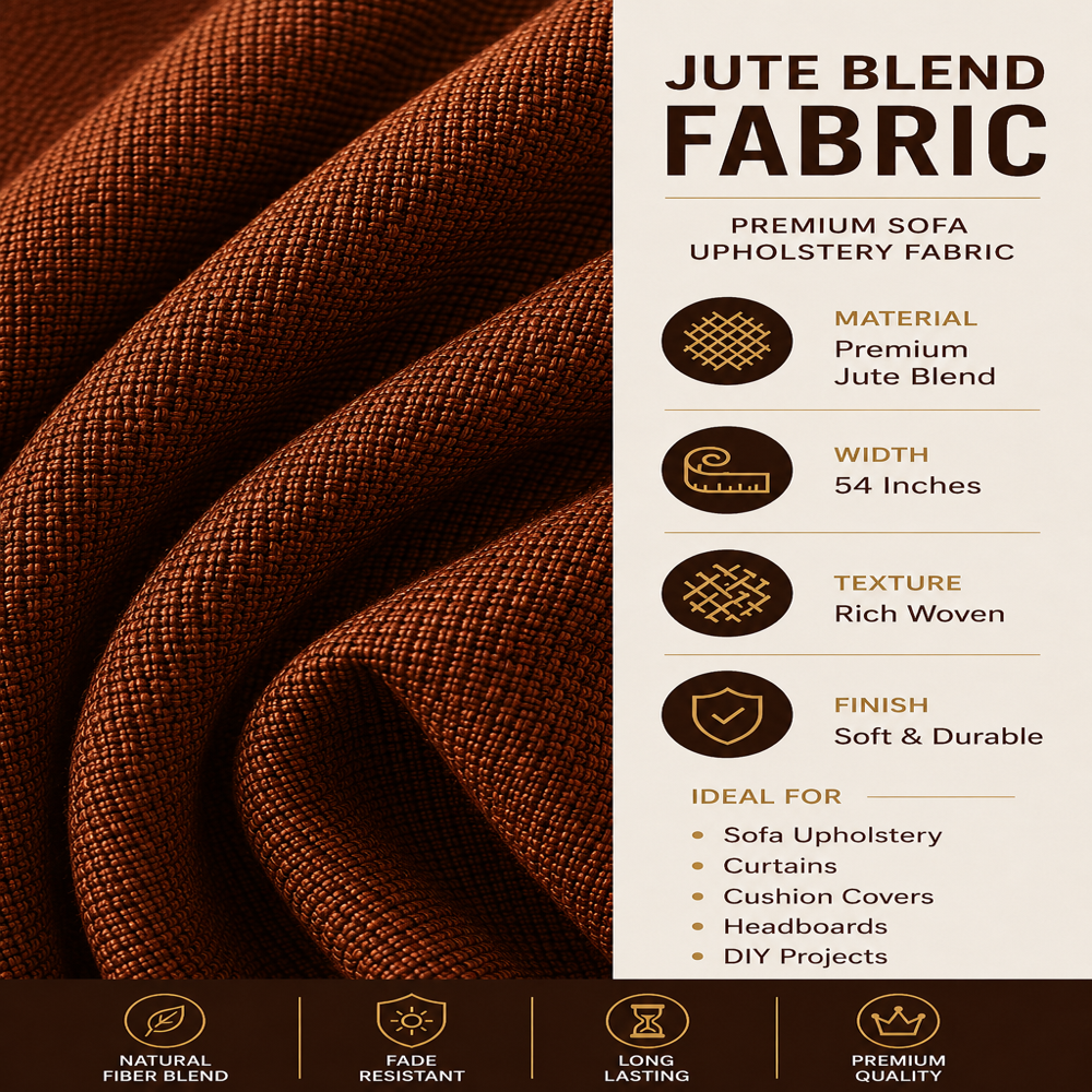 Premium Jute Blend Fabric by Meter for Curtains, Sofa Upholstery & Cushion Covers | 54 Inch Wide