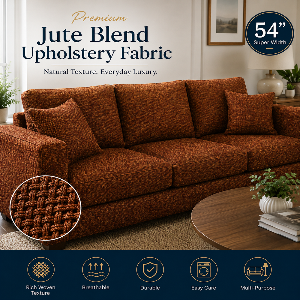 Premium Jute Blend Fabric by Meter for Curtains, Sofa Upholstery & Cushion Covers | 54 Inch Wide