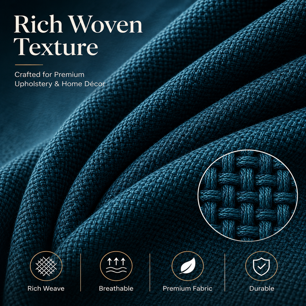 Premium Jute Blend Fabric By Meter For Curtains, Sofa Upholstery & Cushion Covers | 54 Inch Wide - Color: Turquoise
