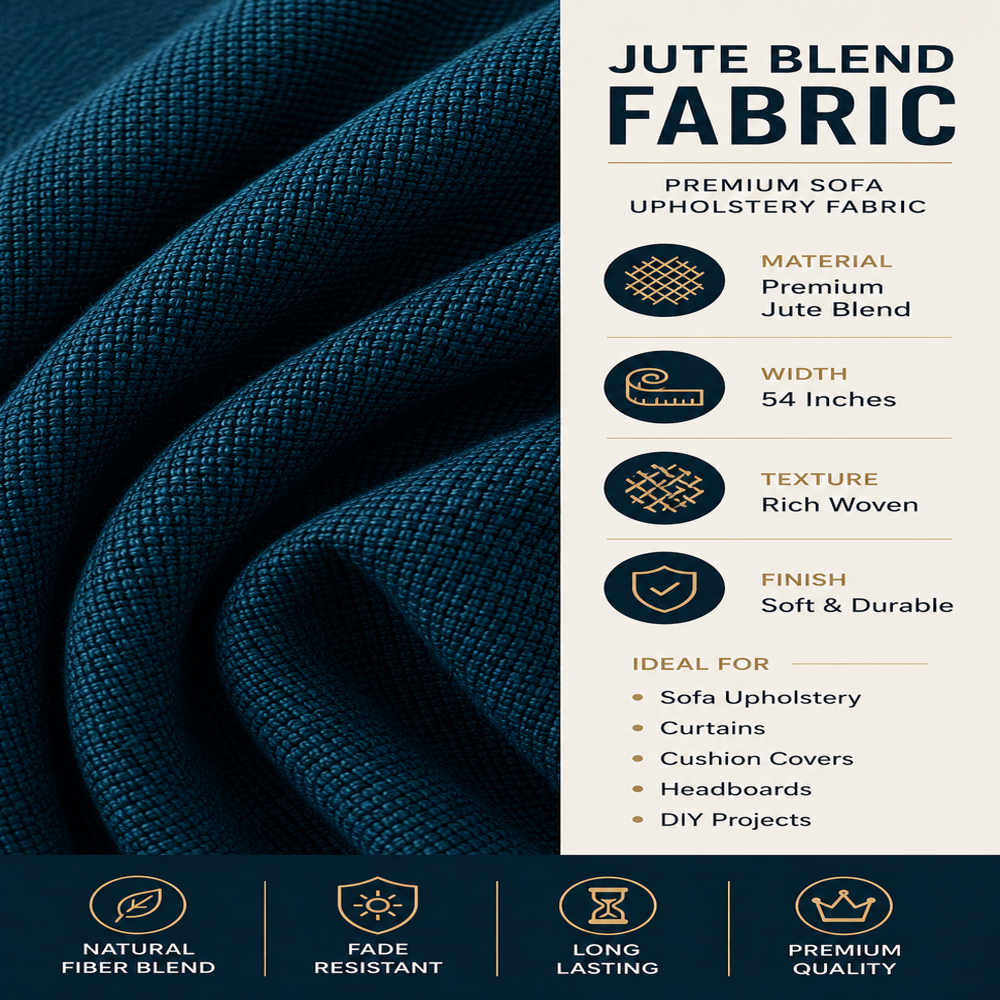 Premium Jute Blend Fabric by Meter for Curtains, Sofa Upholstery & Cushion Covers | 54 Inch Wide