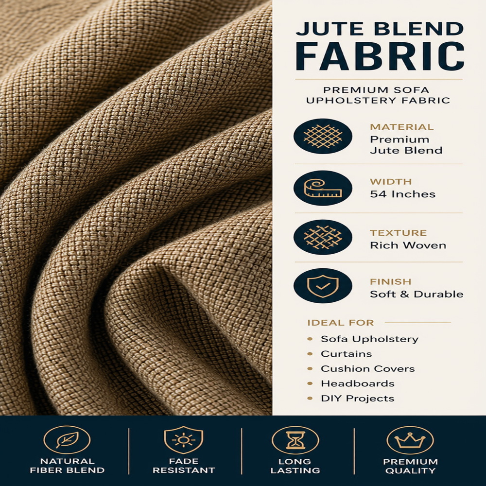 Premium Jute Blend Fabric by Meter for Curtains, Sofa Upholstery & Cushion Covers | 54 Inch Wide