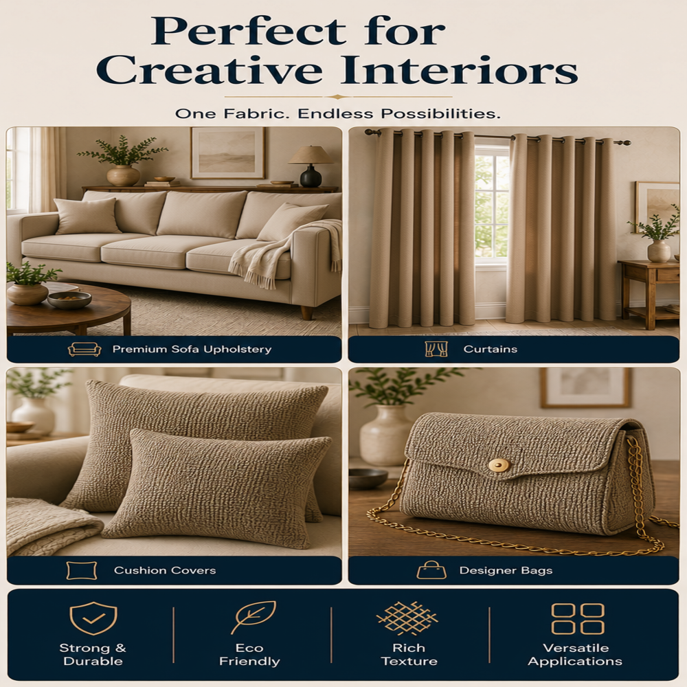 Premium Jute Blend Fabric by Meter for Curtains, Sofa Upholstery & Cushion Covers | 54 Inch Wide