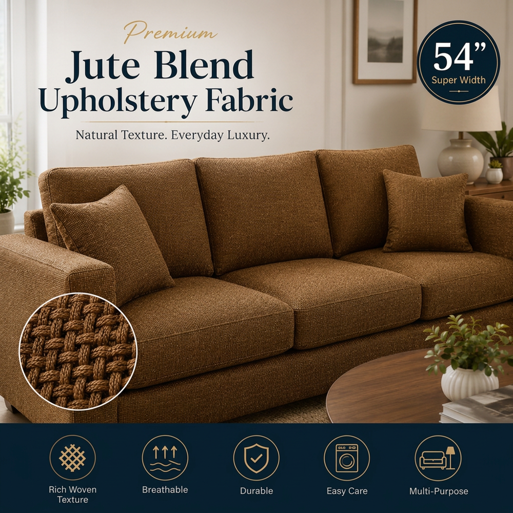 Premium Jute Blend Fabric by Meter for Curtains, Sofa Upholstery & Cushion Covers | 54 Inch Wide