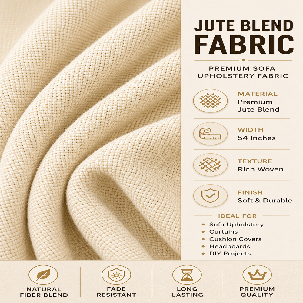 Premium Jute Blend Fabric by Meter for Curtains, Sofa Upholstery & Cushion Covers | 54 Inch Wide