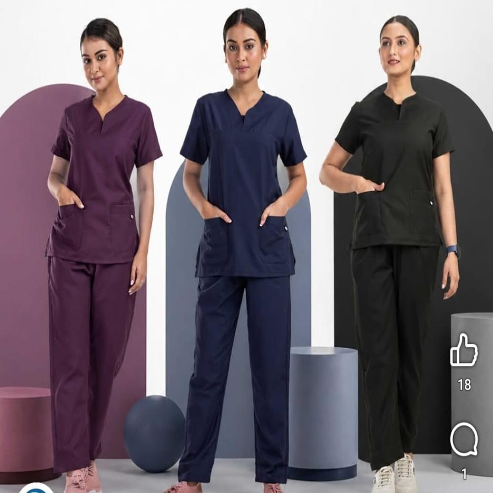 Teal Blue Button-Down Nurse Uniform Scrub Set