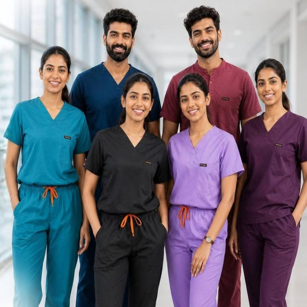 Teal Blue Button-Down Nurse Uniform Scrub Set