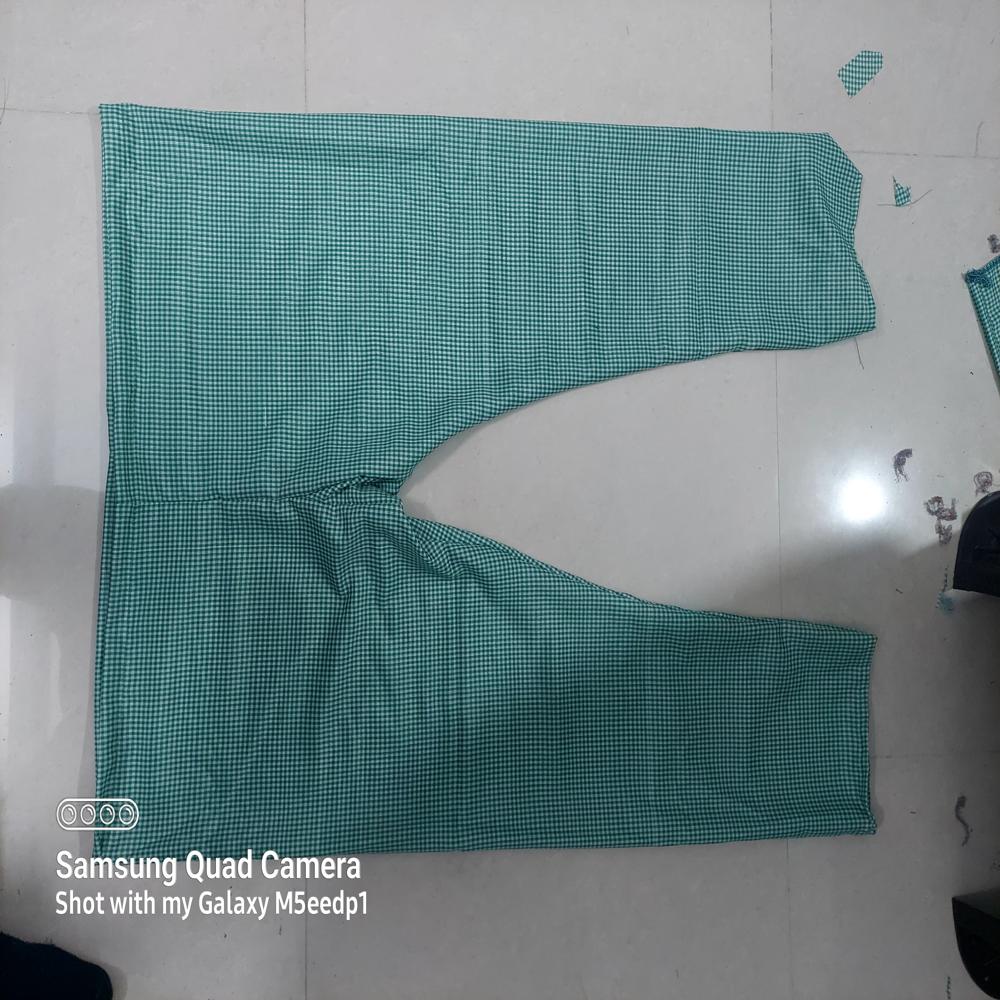 Green Checkered Hospital Patient Uniform Set