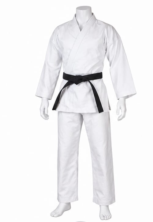 Traditional White Karate Gi with Black Belt