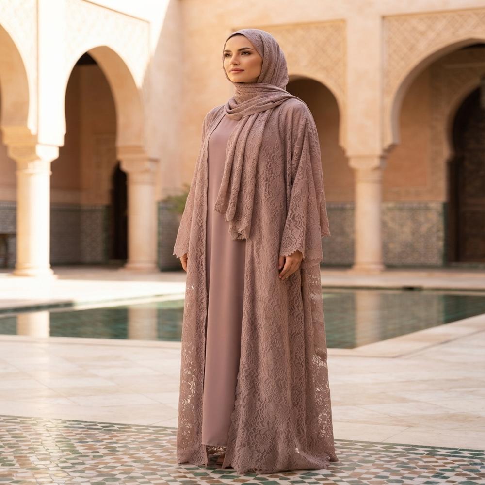  Pashmina lace abaya with lace hijab