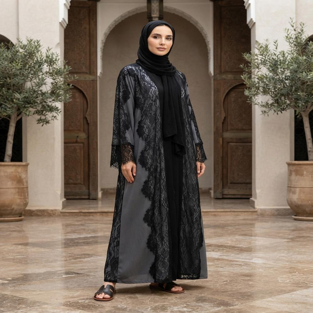  Pashmina lace abaya with lace hijab