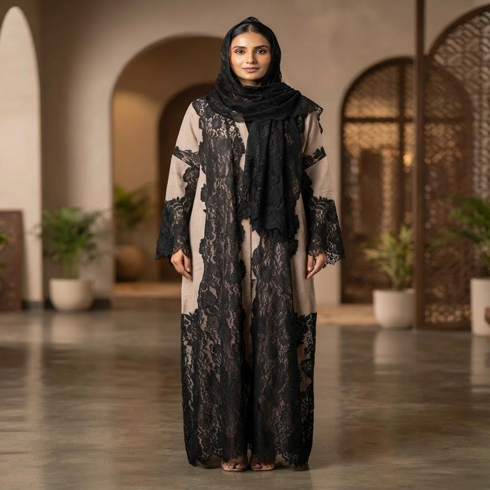  Pashmina lace abaya with lace hijab