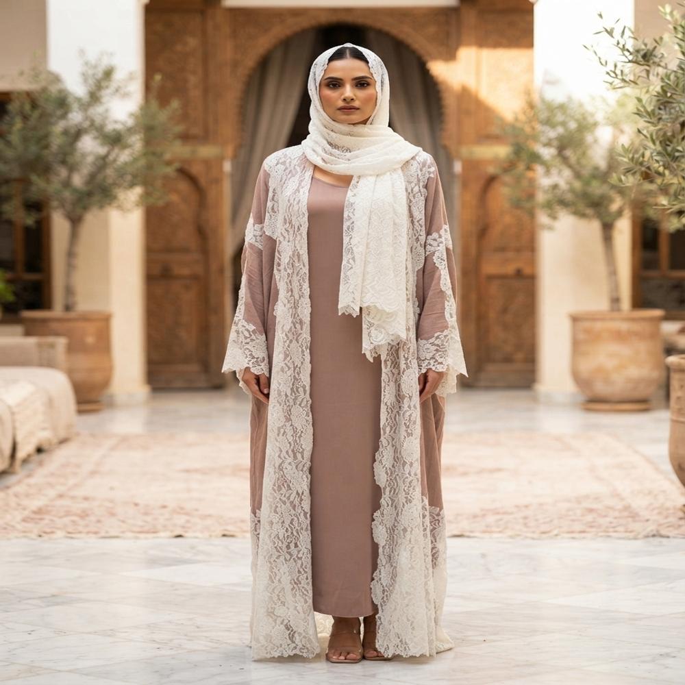  Pashmina lace abaya with lace hijab