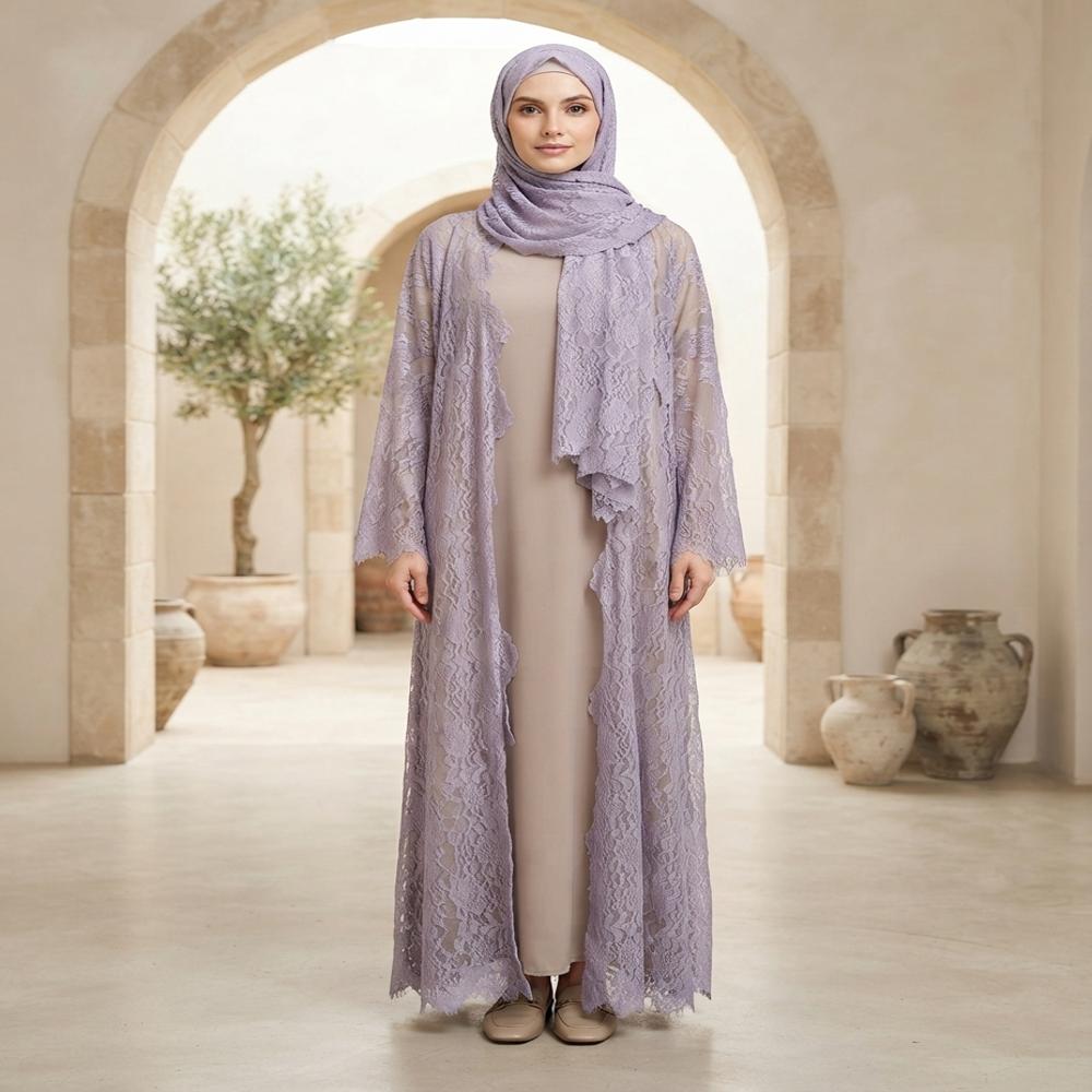  Pashmina lace abaya with lace hijab