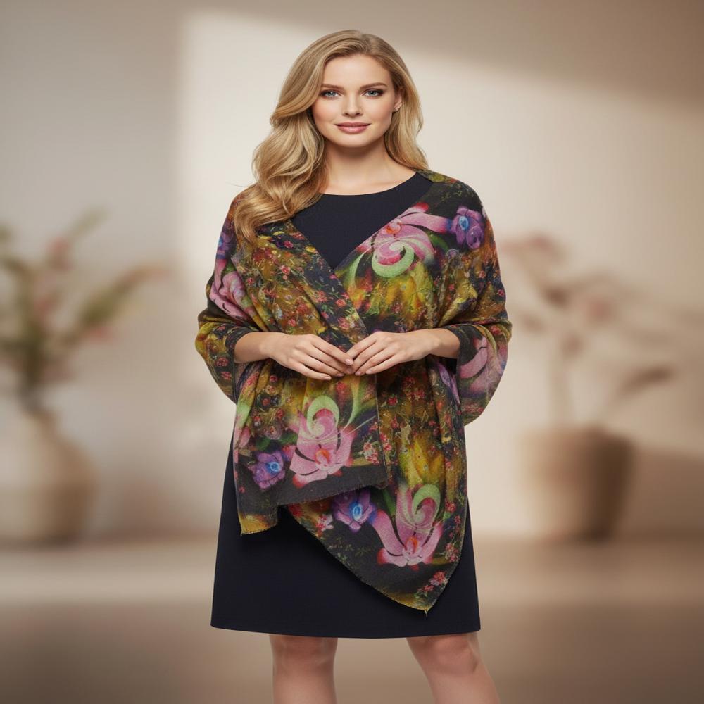 Fine Cotton Digital Printed Square Scarves - Color: Assorted