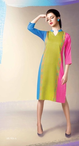 Tunic Designer Kurti - German Crepe, Sizes L-XXL, Multi Color | Printed Bollywood Style for All Seasons