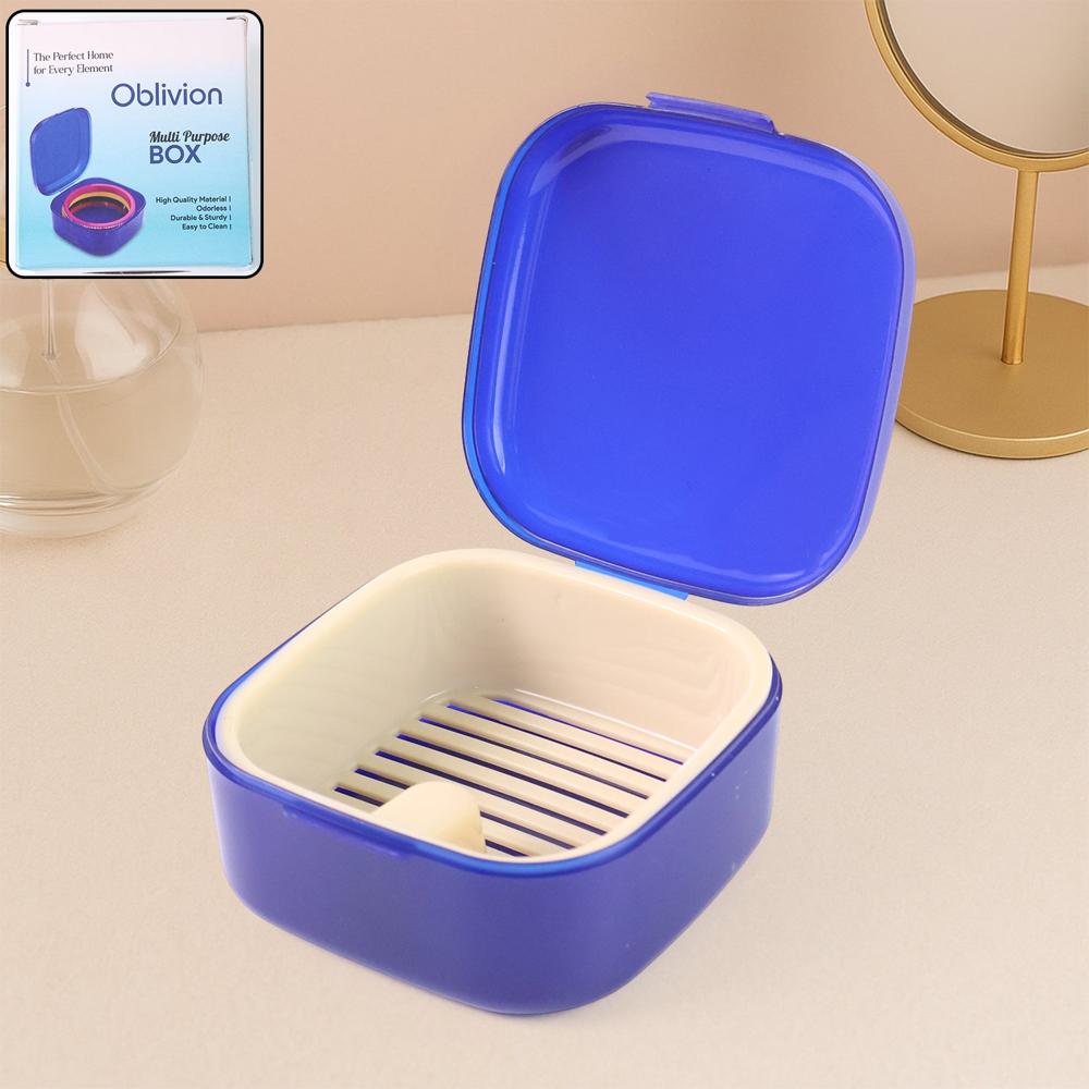 Blue Oblivion Multi-Purpose Storage Box With Lid, Denture Case (1 Pc) - Application: As Per Product Requirement