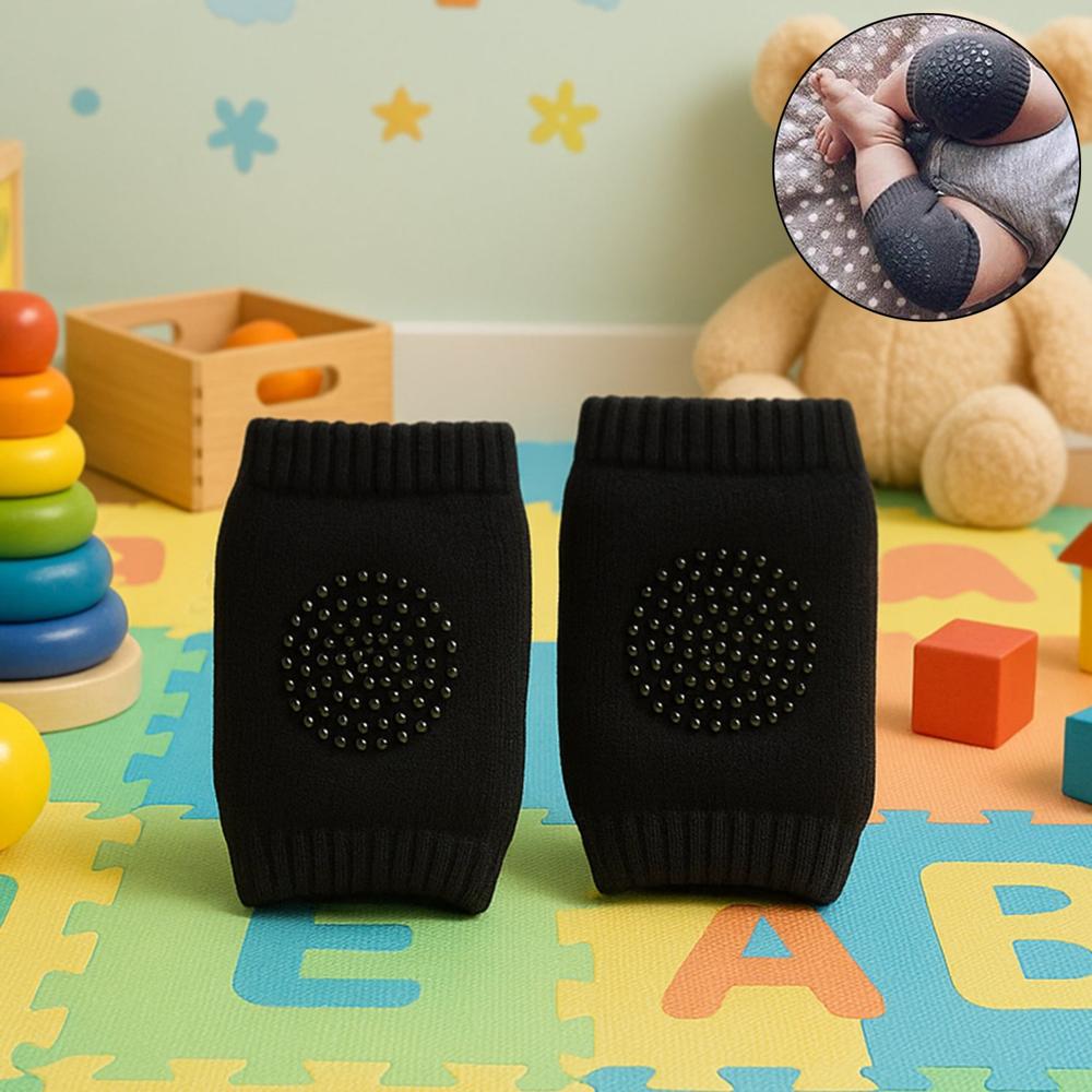 Black Toddler Wool Knit Leg Warmer (Knee Guard) - Color: Fabric