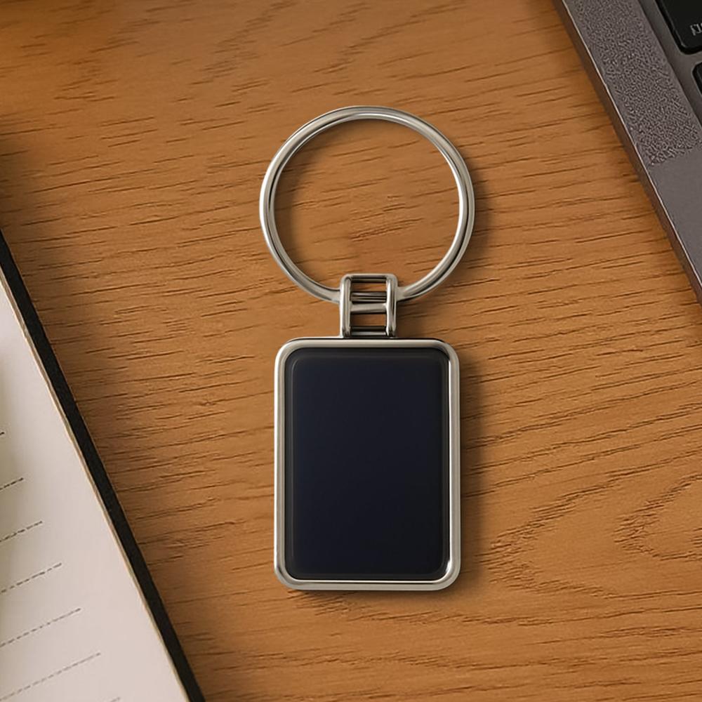 Premium Rectangular Black & Silver Metal Keychain (1 Pc) - Dimension (L*W*H): 11 X 5 X 1 Cm Millimeter (Mm)