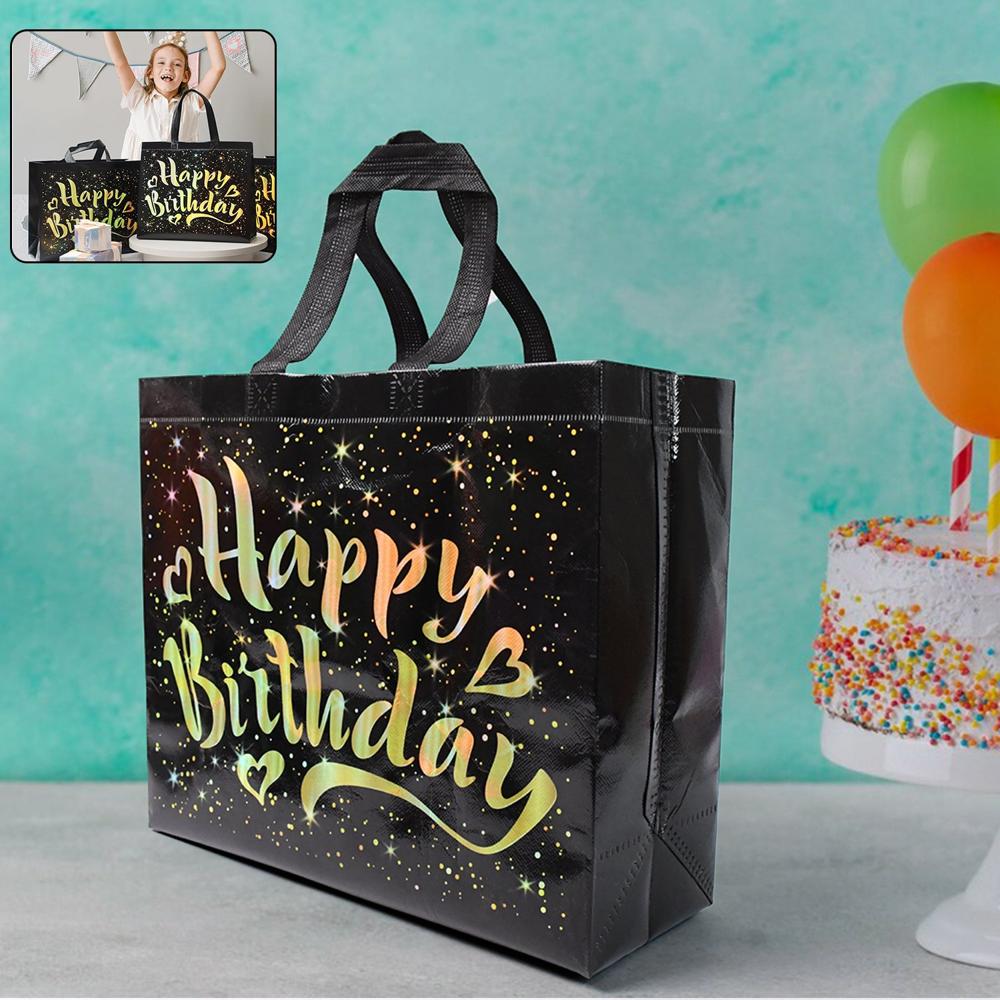 Birthday Gift Bag With Gold Shiny Stars, Reusable Party Gift Bags (1 Pc) - Application: As Per Product Requirement