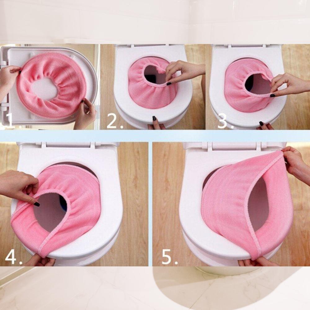 Bathroom Soft Thicker Warmer Stretchable Washable Cloth Toilet Seat Cover (1Pc) - Application: As Per Product Requirement