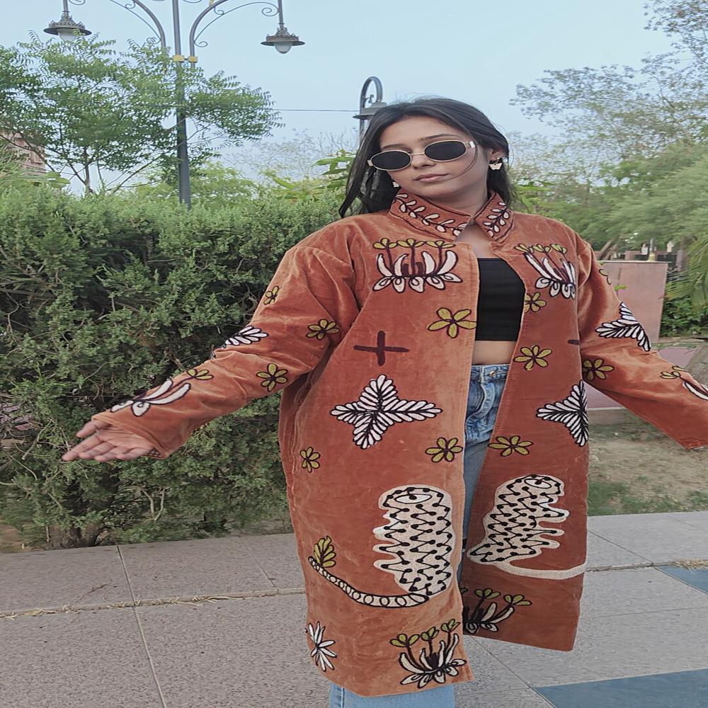 Velvet Suzani Emb Long Jackets Bathrobes