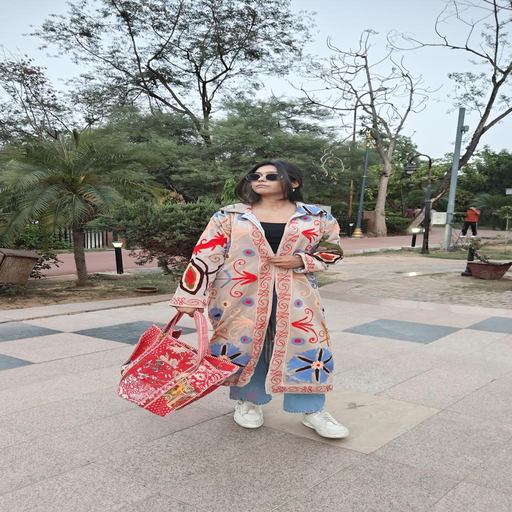 Velvet Suzani Emb Long Jackets Bathrobes