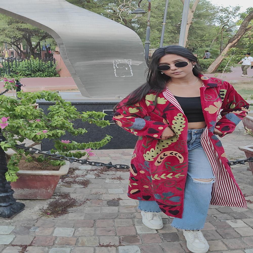 Velvet Suzani Emb Long Jackets Bathrobes