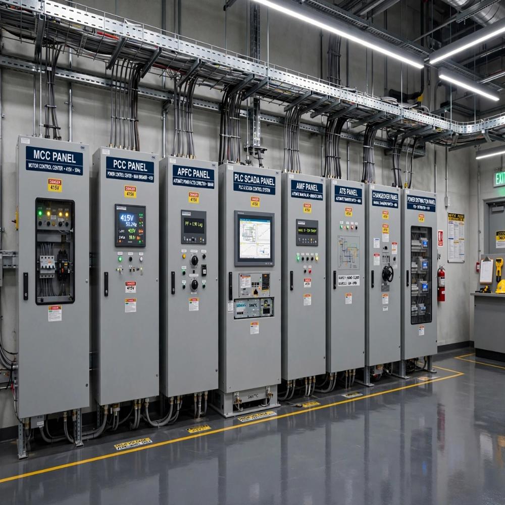 complete 8-panel electrical control room