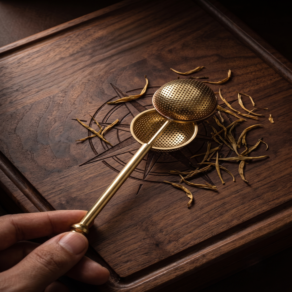 Brass Ball Tea Infuser Strainer - Color: Gold