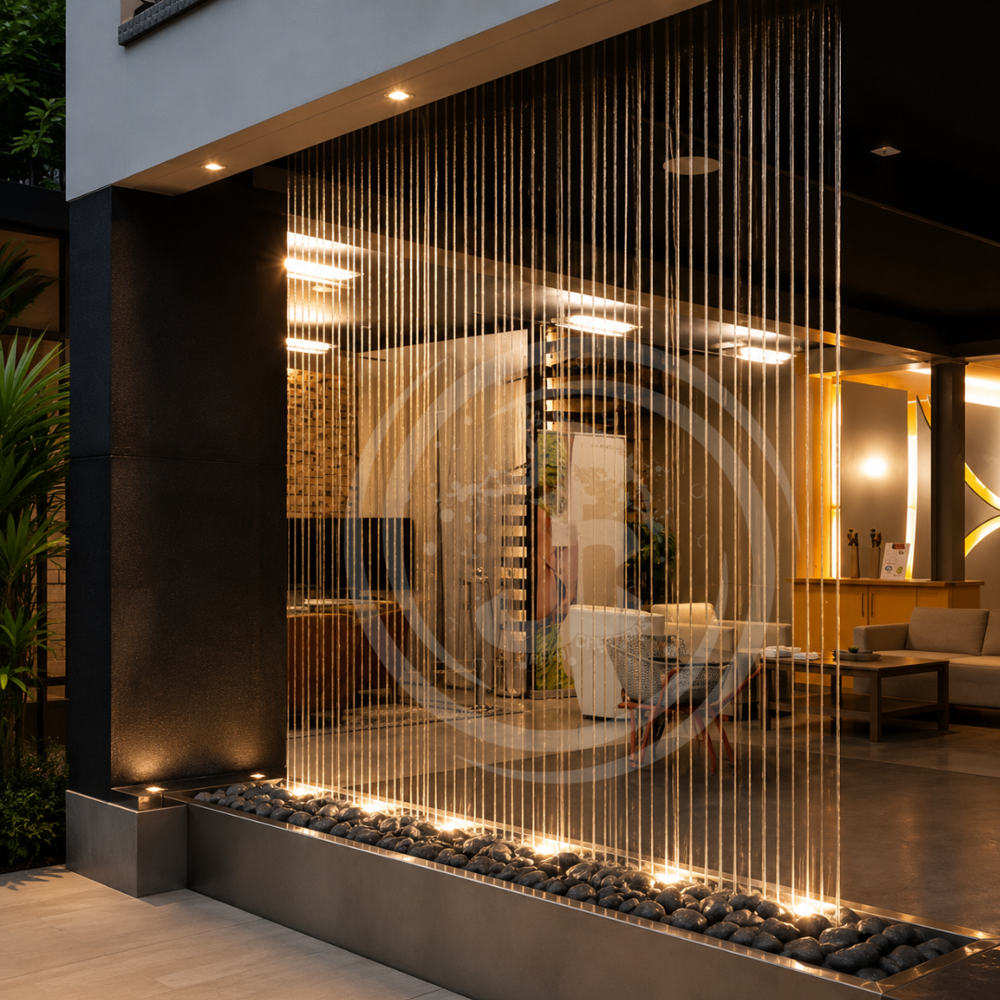 String Fountain - Gi Pipe & Frp Material, 8 Feet Height & 2 Feet Diameter | 4 Led Lights, 3w Each, A++ Grade Indoor Aesthetic Decor