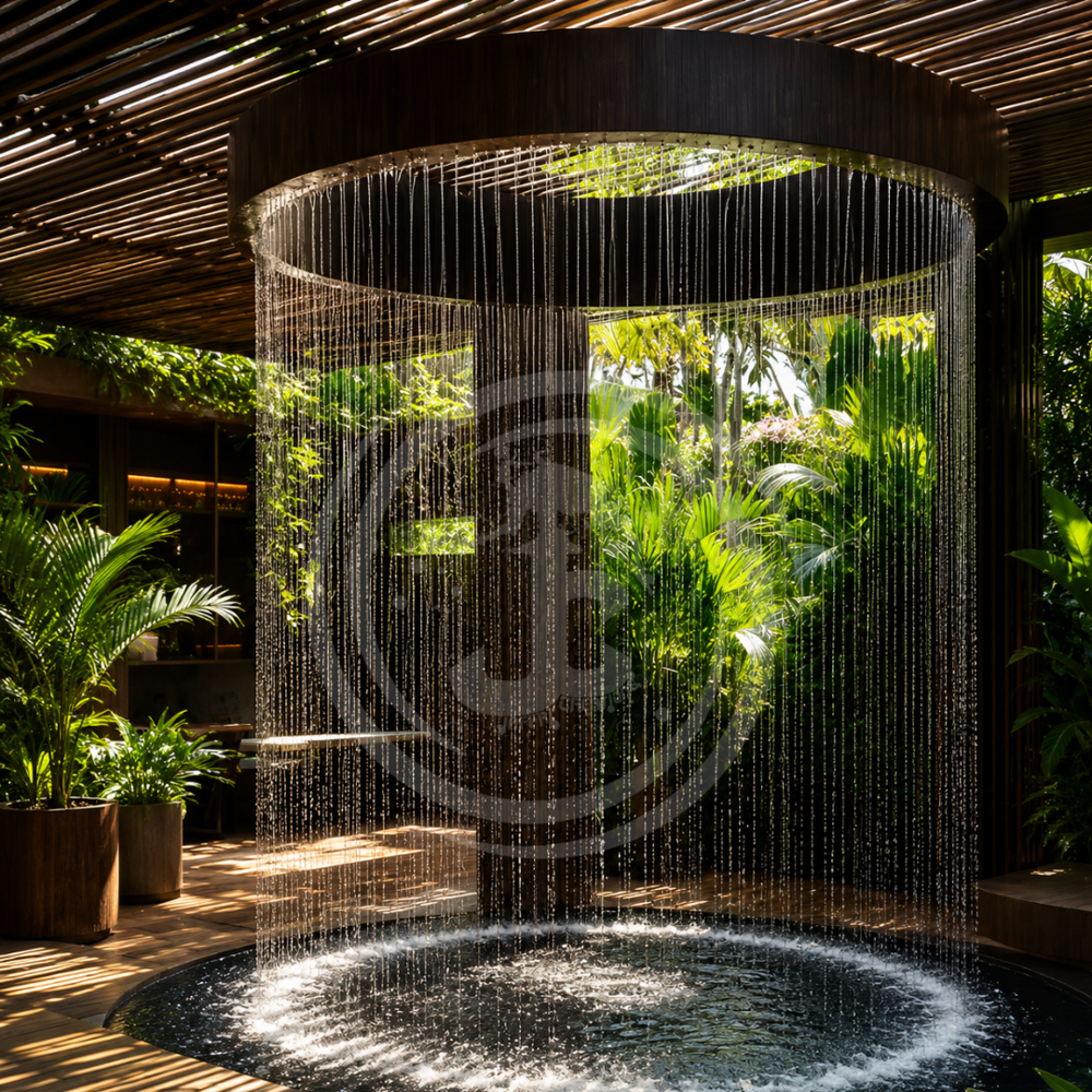 String Fountain - Gi Pipe & Frp Material, 8 Feet Height & 2 Feet Diameter | 4 Led Lights, 3w Each, A++ Grade Indoor Aesthetic Decor